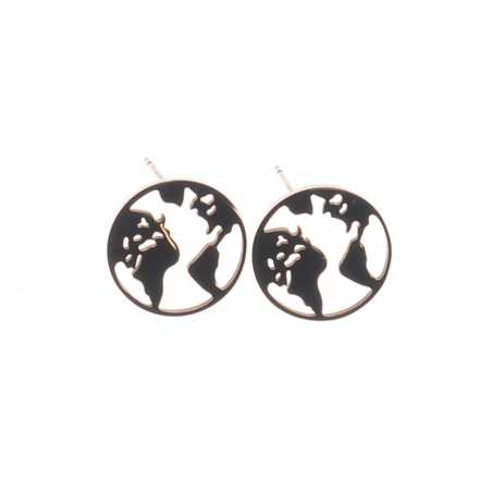 WORLD MAP STAINLESS STEEL EARRINGS