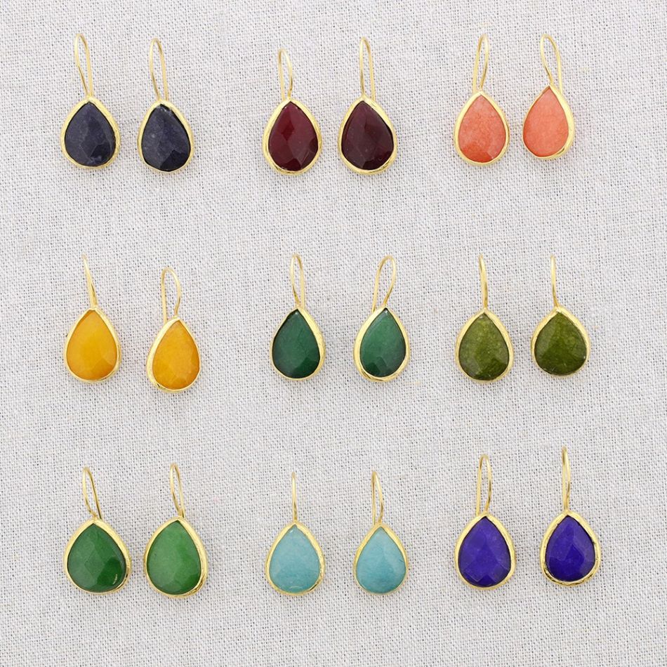 BRONZE STONE DROP PENDANT EARRINGS
