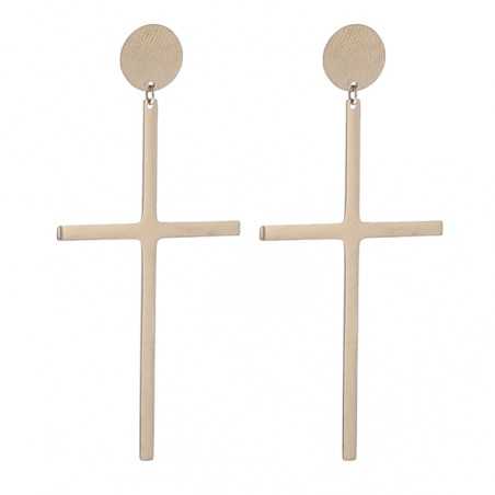 STEEL EARRINGS HANGING CROSS