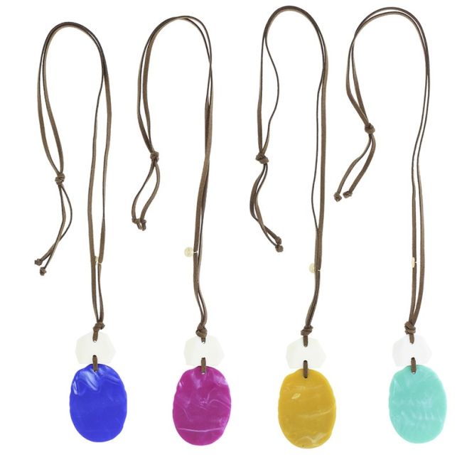 COLLAR LARGO COLGANTE DOBLE RESINA