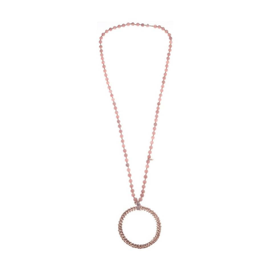 COLLAR LARGO PIEDRAS COLGANTE ANILLA METAL