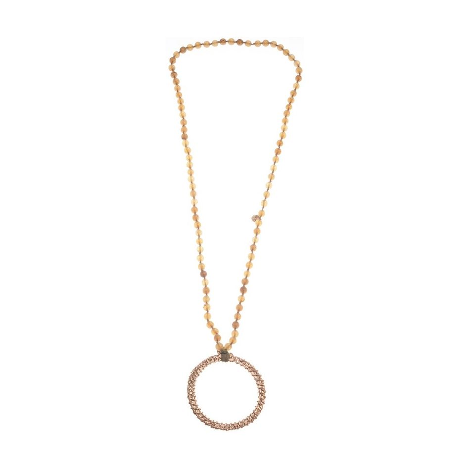 COLLAR LARGO PIEDRAS COLGANTE ANILLA METAL