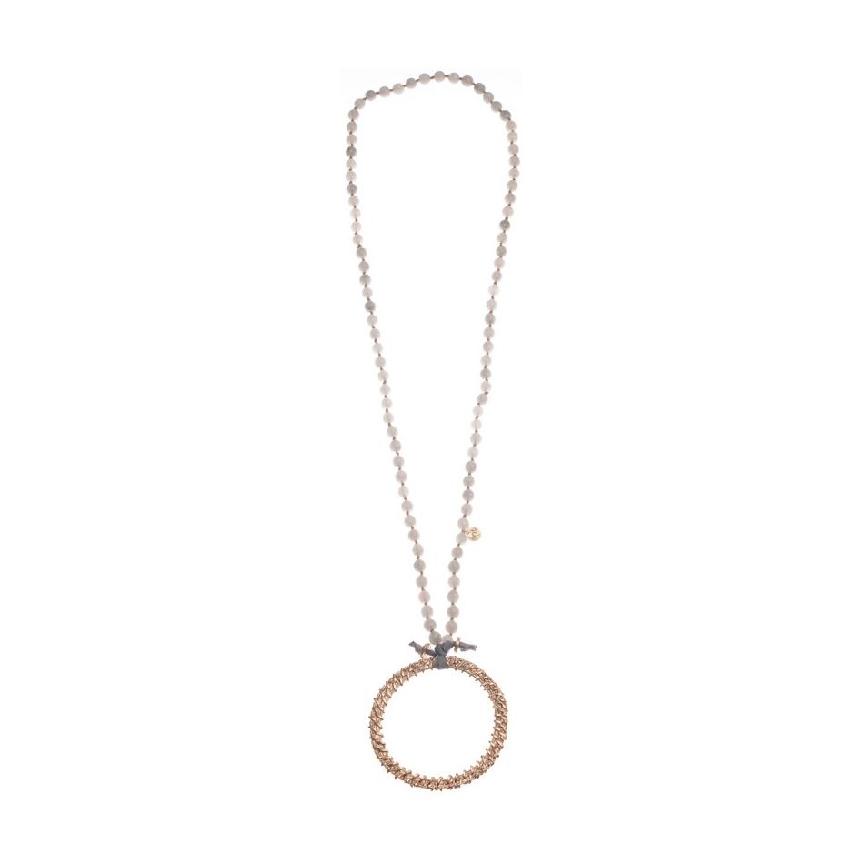 COLLAR LARGO PIEDRAS COLGANTE ANILLA METAL
