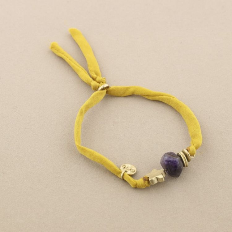 METAL STAR STONE FABRIC TUBE BRACELET 2