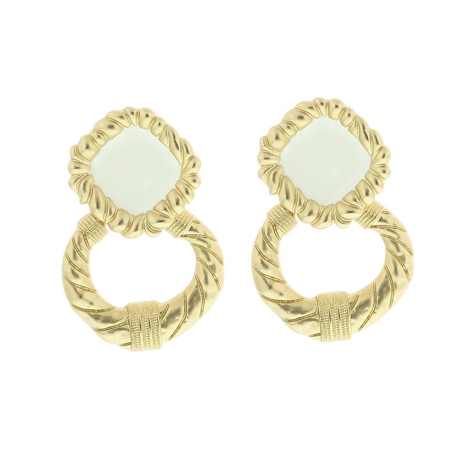 ENAMEL METAL PENDANT EARRINGS