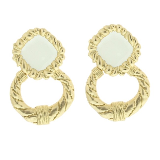 ENAMEL METAL PENDANT EARRINGS