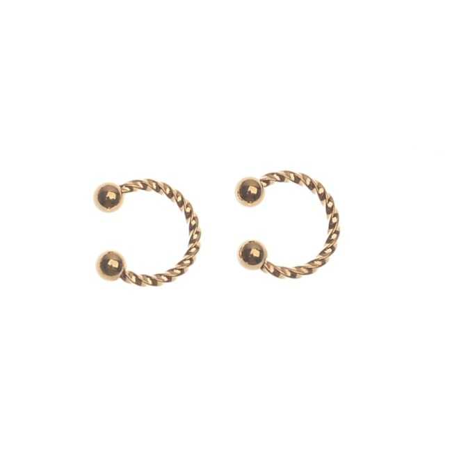 DOUBLE BALL EAR CUFF STEEL EARRINGS