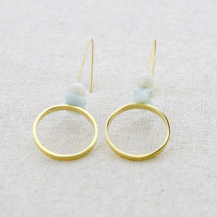STONE RING STEEL EARRINGS