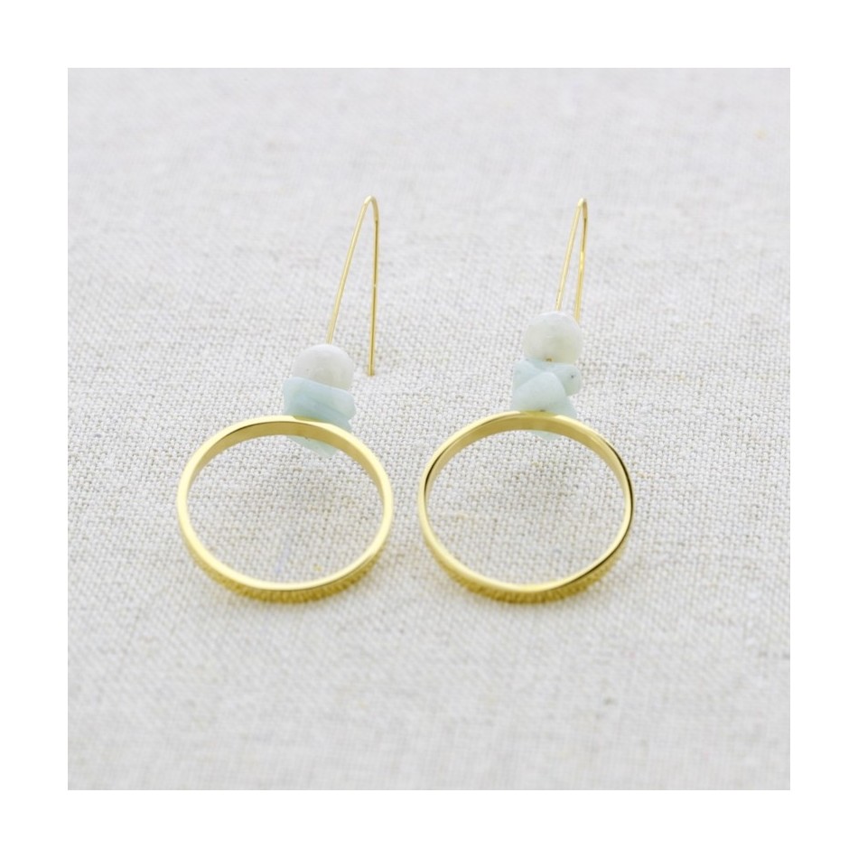 PENDIENTES ACERO ANILLA PIEDRAS