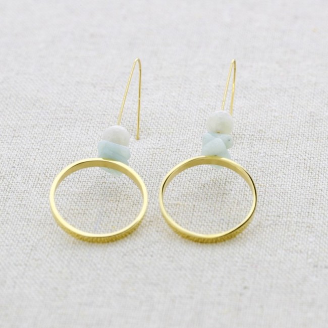 PENDIENTES ACERO ANILLA PIEDRAS