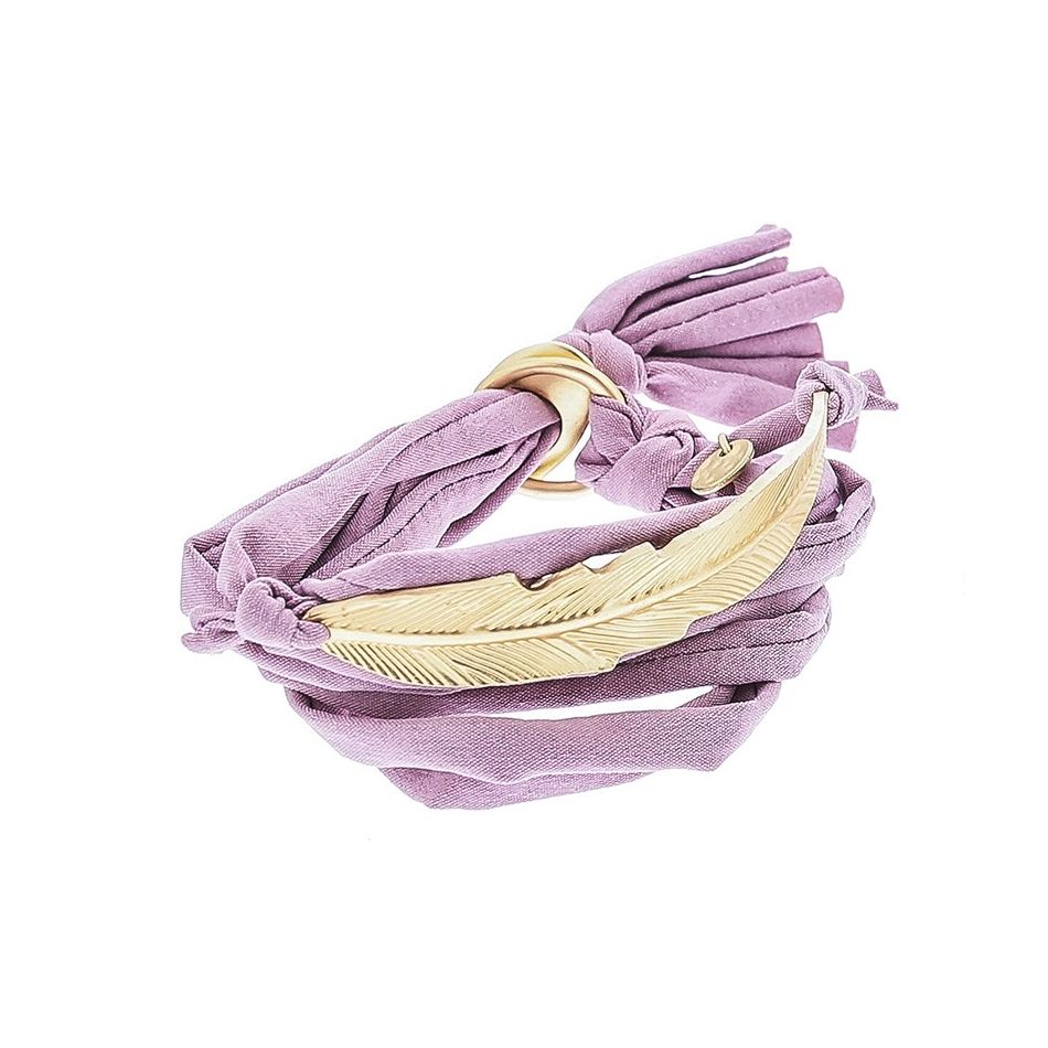 PULSERA TUBOS TELA CUENTAS METAL
