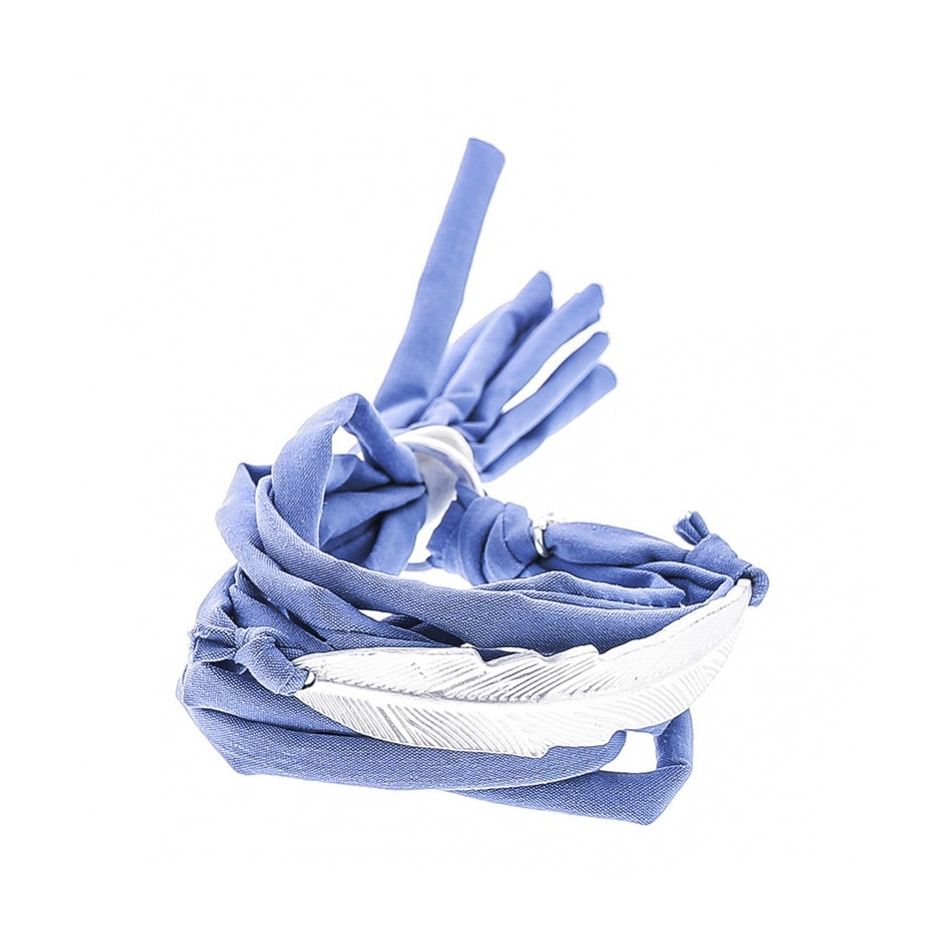 FABRIC TUBES BRACELET WITH METAL BEADS