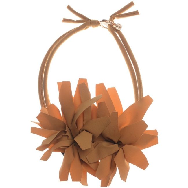 DOUBLE FABRIC FLOWER SHORT NECKLACE