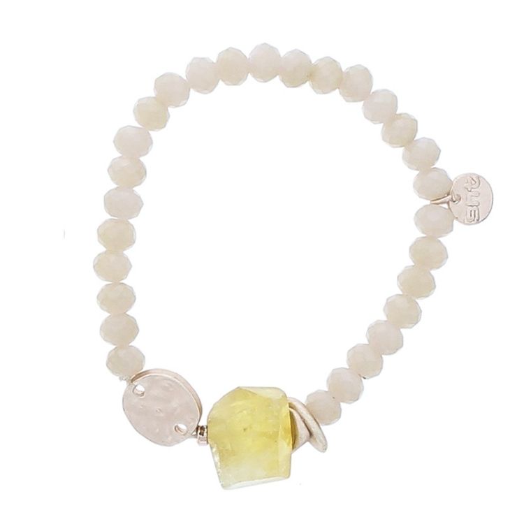 ELASTIC CRYSTALS STONE METAL MEDAL BRACELET