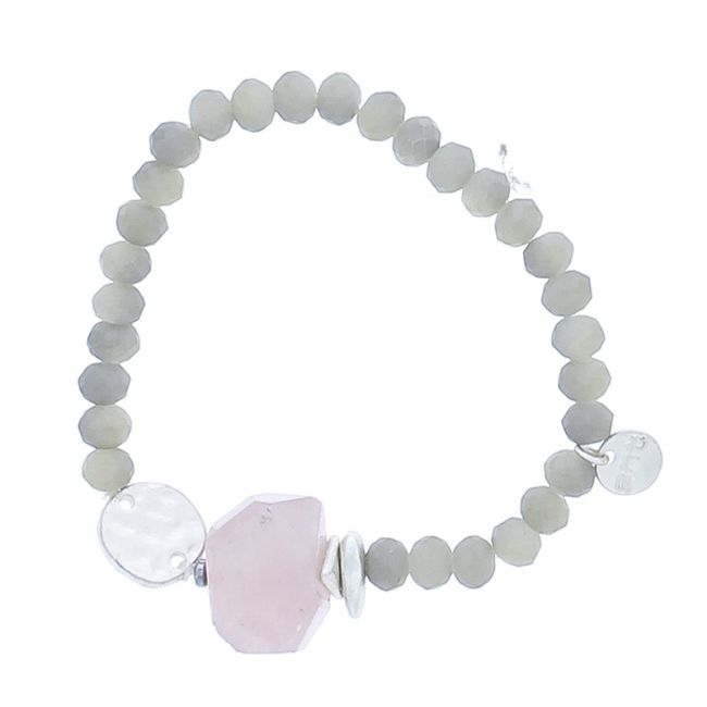 ELASTIC CRYSTALS STONE METAL MEDAL BRACELET
