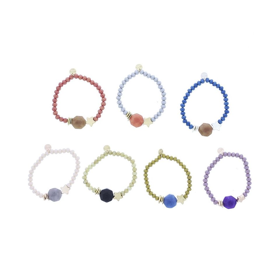 METAL STAR STONE CRYSTALS ELASTIC BRACELET