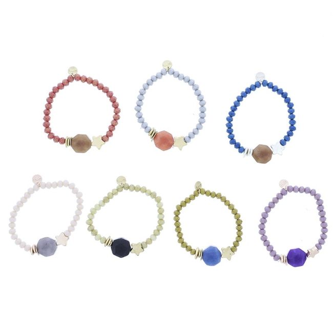 METAL STAR STONE CRYSTALS ELASTIC BRACELET
