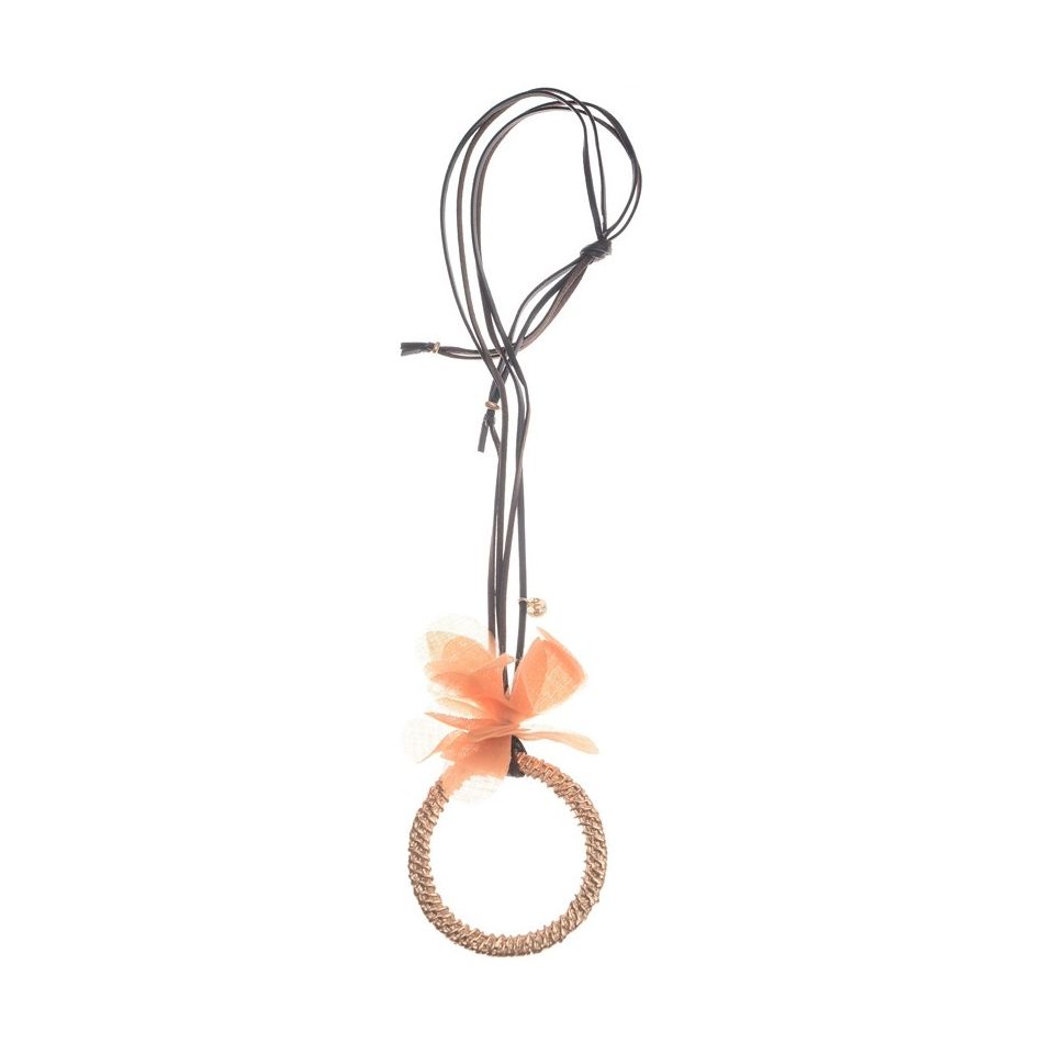 COLLAR LARGO COLGANTE ANILLA FLOR TELA
