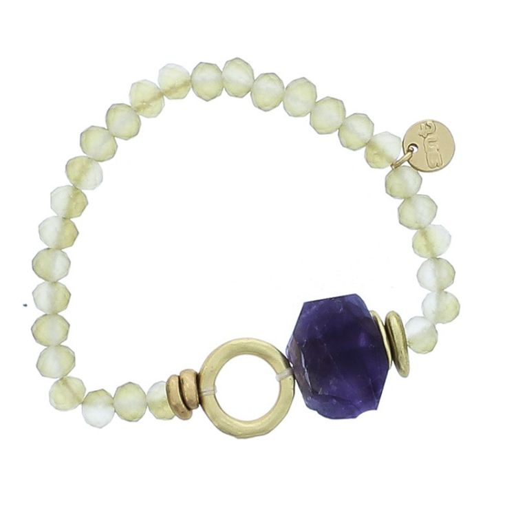 ELASTIC CRYSTALS STONE METAL RING BRACELET