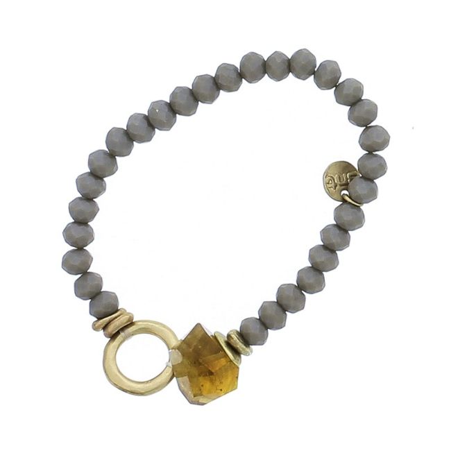 ELASTIC CRYSTALS STONE METAL RING BRACELET