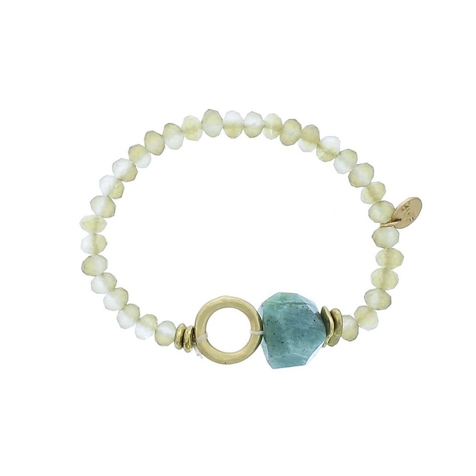ELASTIC CRYSTALS STONE METAL RING BRACELET