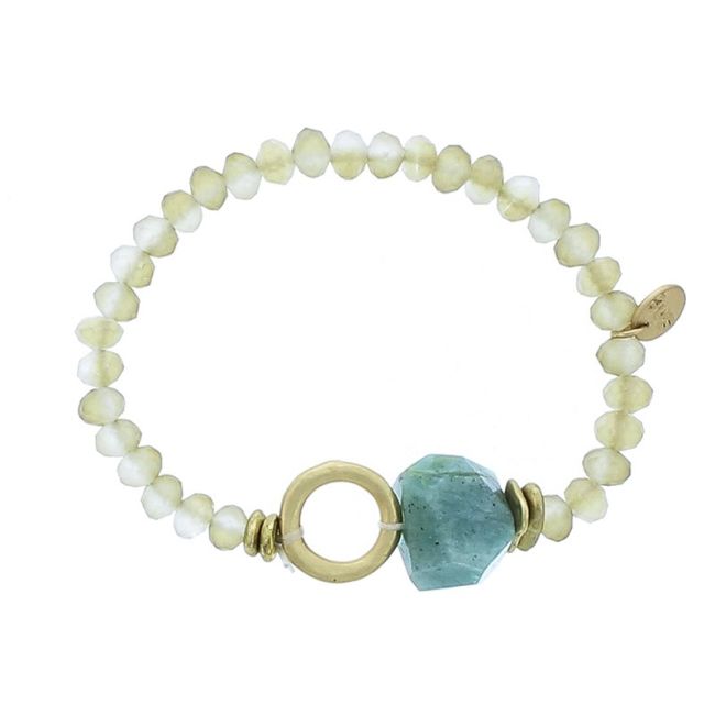 ELASTIC CRYSTALS STONE METAL RING BRACELET