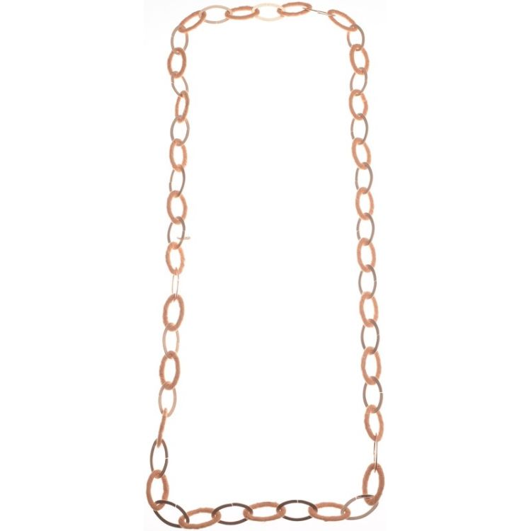 LONG FABRIC METAL LINK NECKLACE