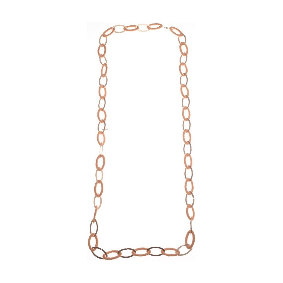 LONG FABRIC METAL LINK NECKLACE