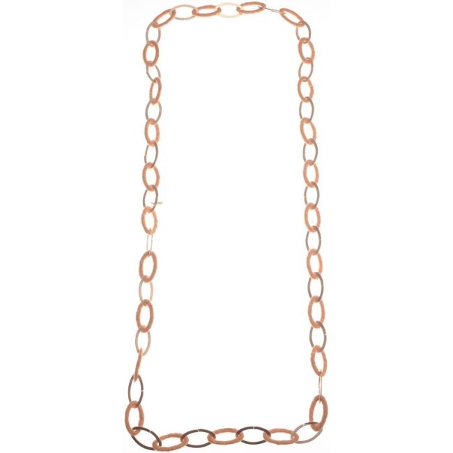 LONG FABRIC METAL LINK NECKLACE