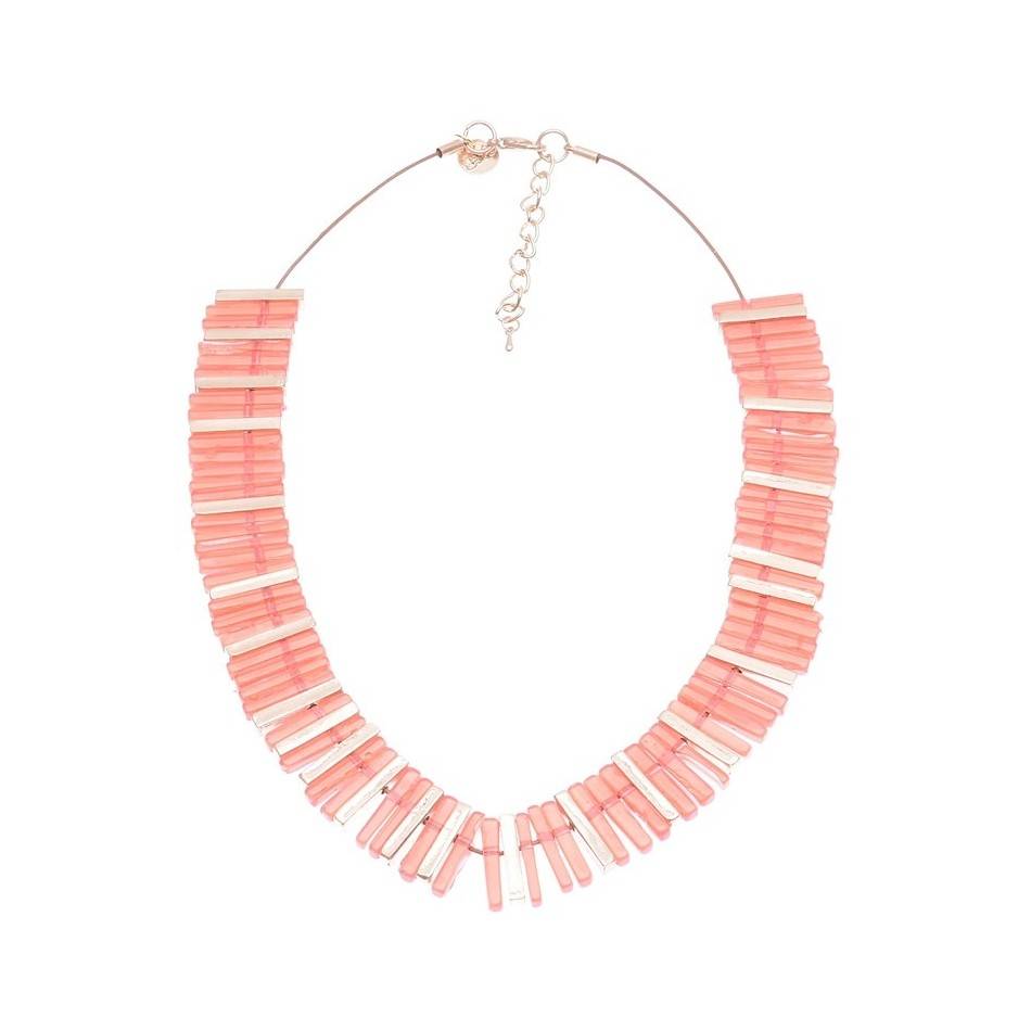 ACRYLIC METAL BEADS SHORT NECKLACE