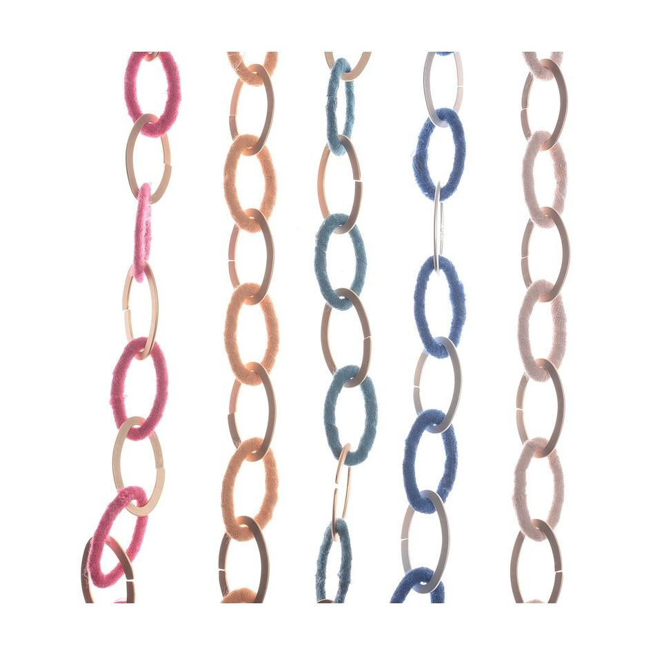 LONG FABRIC METAL LINK NECKLACE