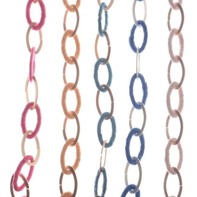 LONG FABRIC METAL LINK NECKLACE