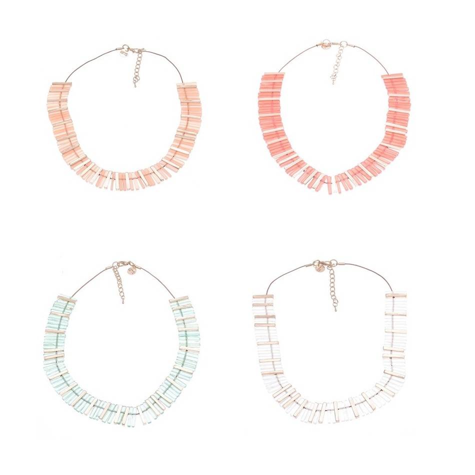 ACRYLIC METAL BEADS SHORT NECKLACE