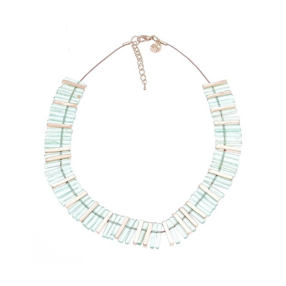 ACRYLIC METAL BEADS SHORT NECKLACE