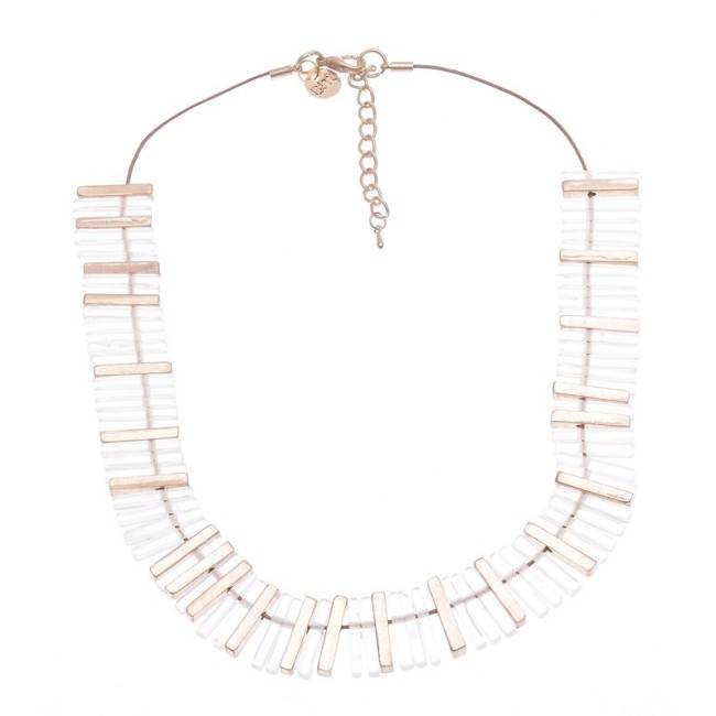 ACRYLIC METAL BEADS SHORT NECKLACE