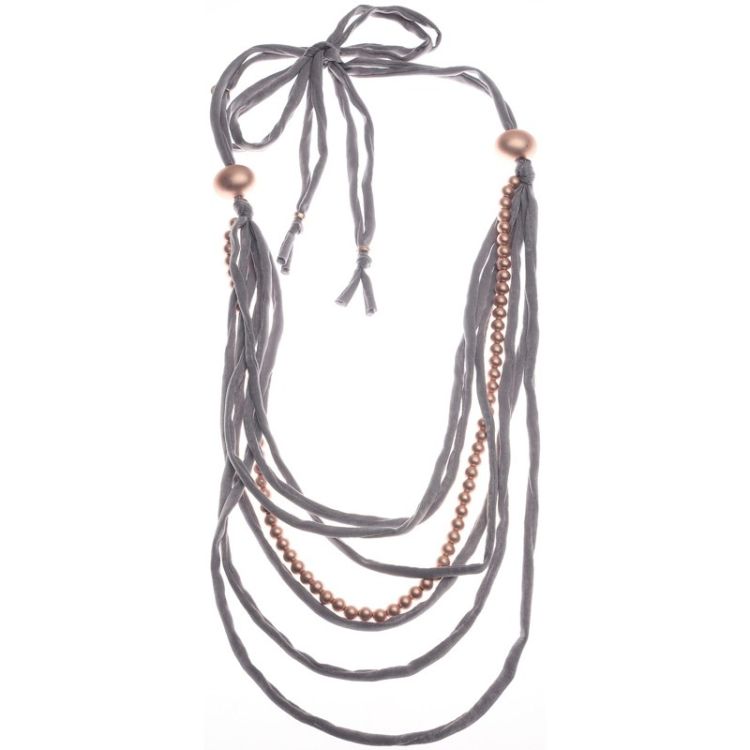 LONG NECKLACE CANVAS TUBES BALL METAL FINISH