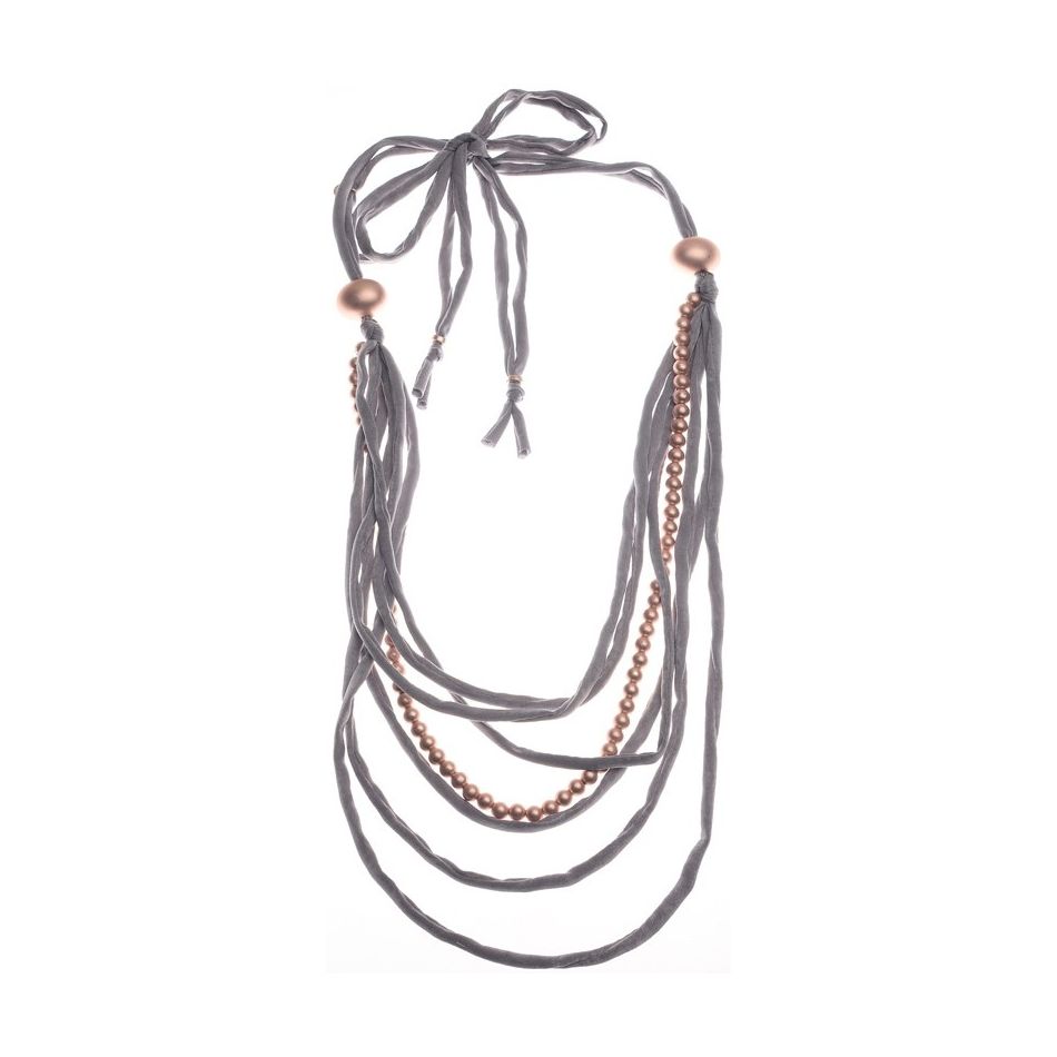 LONG NECKLACE CANVAS TUBES BALL METAL FINISH