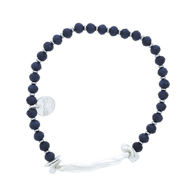 PULSERA ELÁSTICA CRISTALES FACETADOS CUENTA METAL