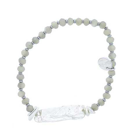 ELASTIC FACETED CRYSTALS BRACELET WITH METAL BEADS