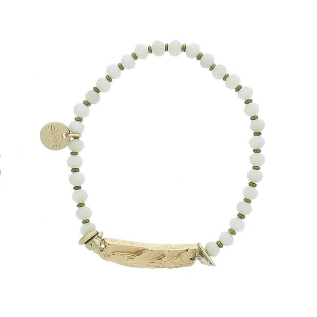 PULSERA ELÁSTICA CRISTALES FACETADOS CUENTA METAL