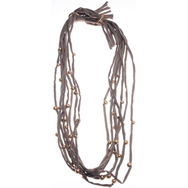 COLLAR LARGOTUBOS TELA BOLAS ACABADO METAL
