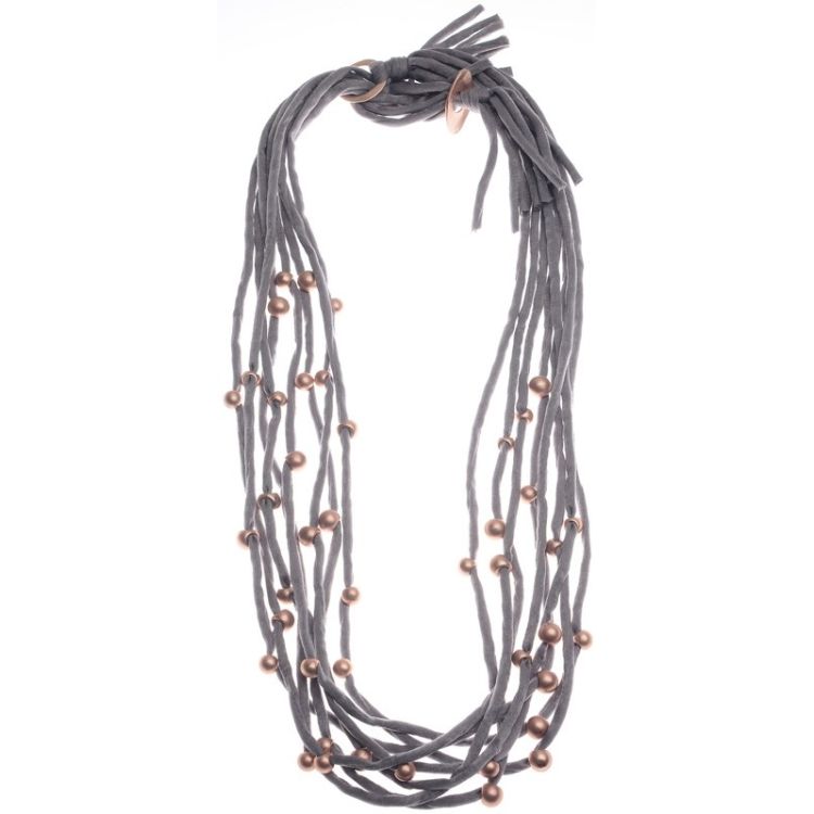 COLLAR LARGOTUBOS TELA BOLAS ACABADO METAL 2
