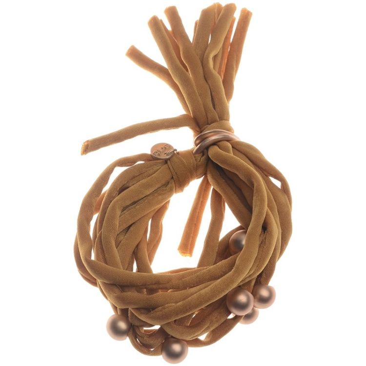 PULSERA TUBOS TELA BOLAS ACABADO METAL