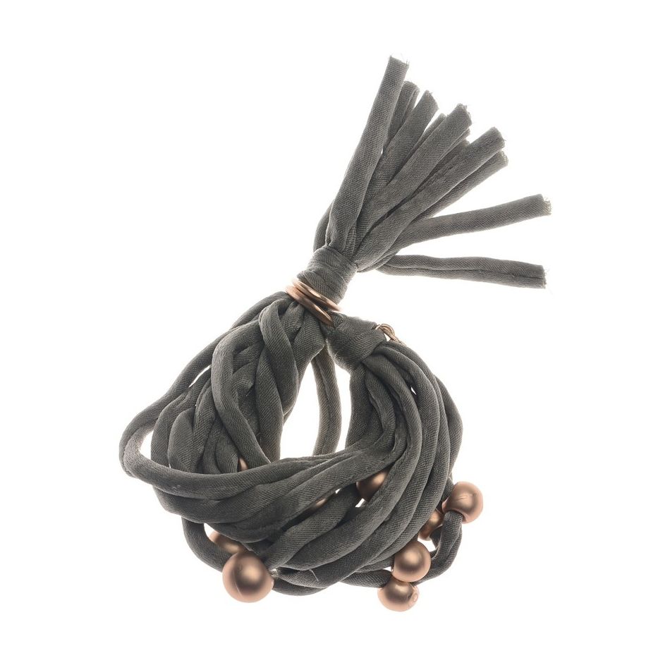 PULSERA TUBOS TELA BOLAS ACABADO METAL