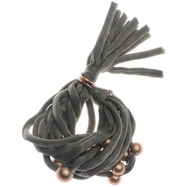 PULSERA TUBOS TELA BOLAS ACABADO METAL
