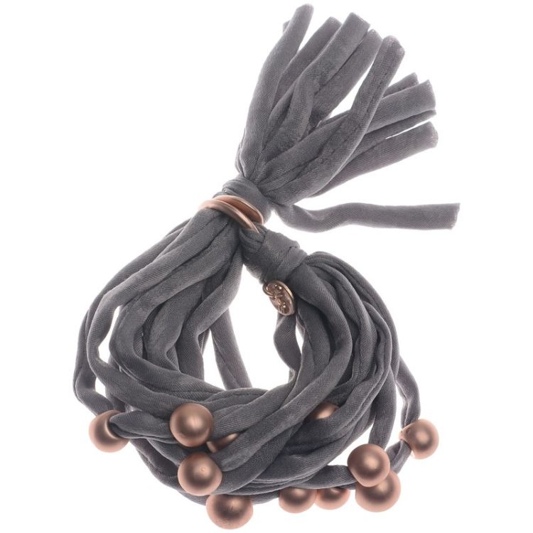 PULSERA TUBOS TELA BOLAS ACABADO METAL 2