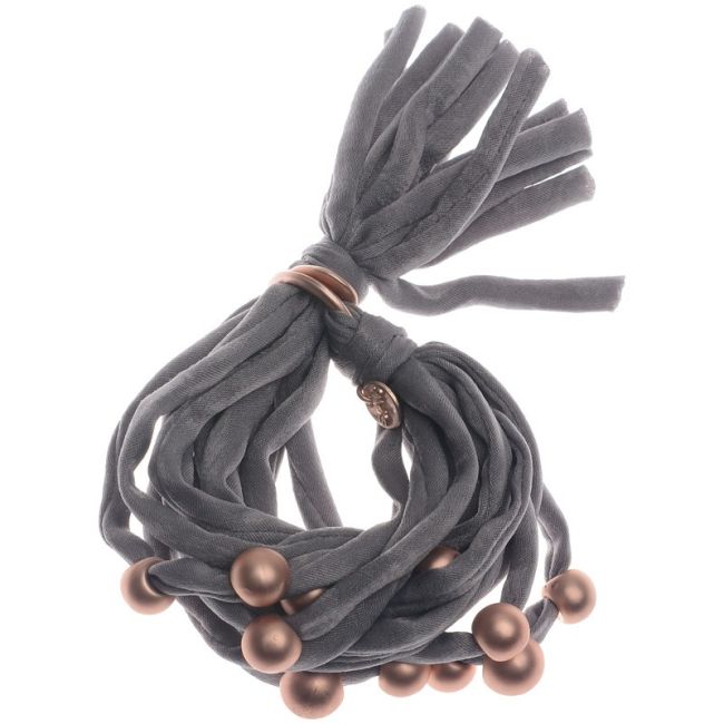 PULSERA TUBOS TELA BOLAS ACABADO METAL