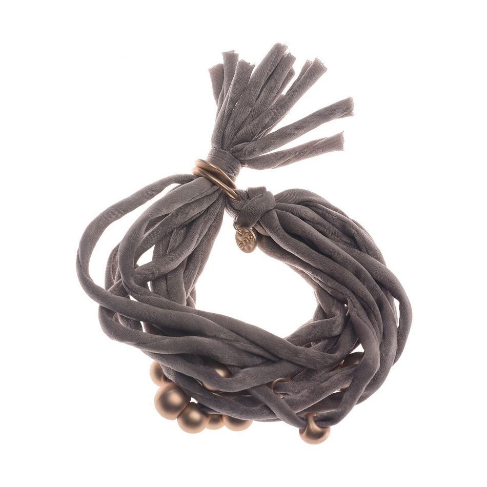 PULSERA TUBOS TELA BOLAS ACABADO METAL