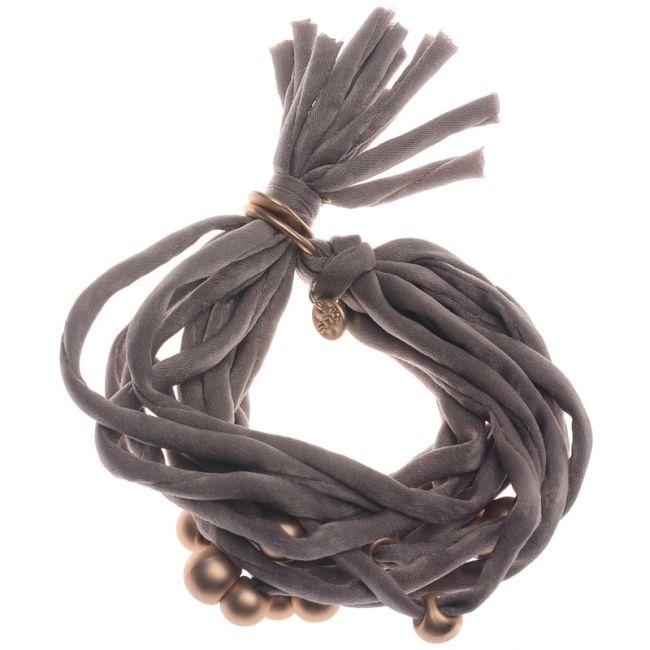 PULSERA TUBOS TELA BOLAS ACABADO METAL