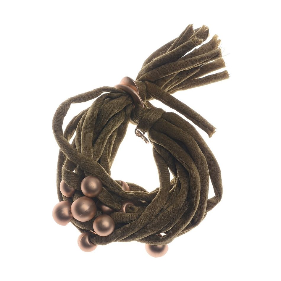 PULSERA TUBOS TELA BOLAS ACABADO METAL